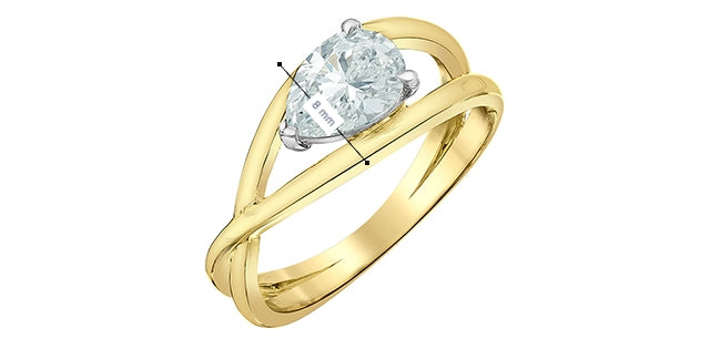 Diamond Evolution 14ky 1.09ct LG Pear Cut Set Sideways Engagment ring