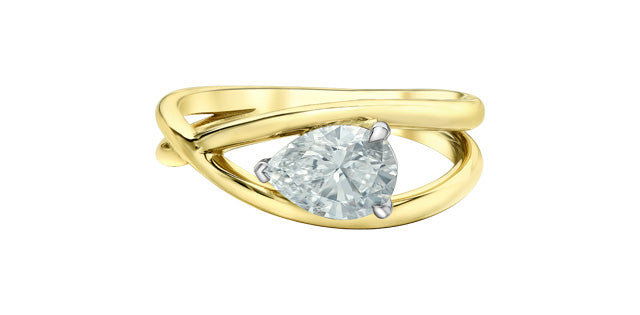 Diamond Evolution 14ky 1.09ct LG Pear Cut Set Sideways Engagment ring