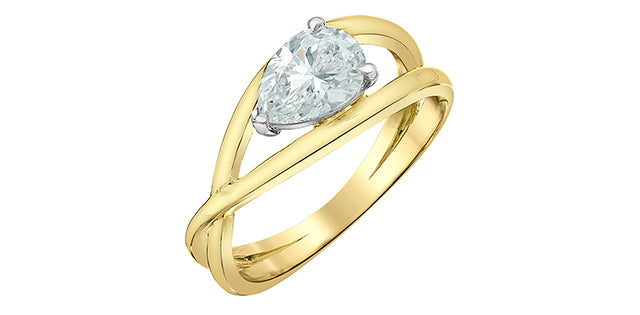 Diamond Evolution 14ky 1.09ct LG Pear Cut Set Sideways Engagment ring