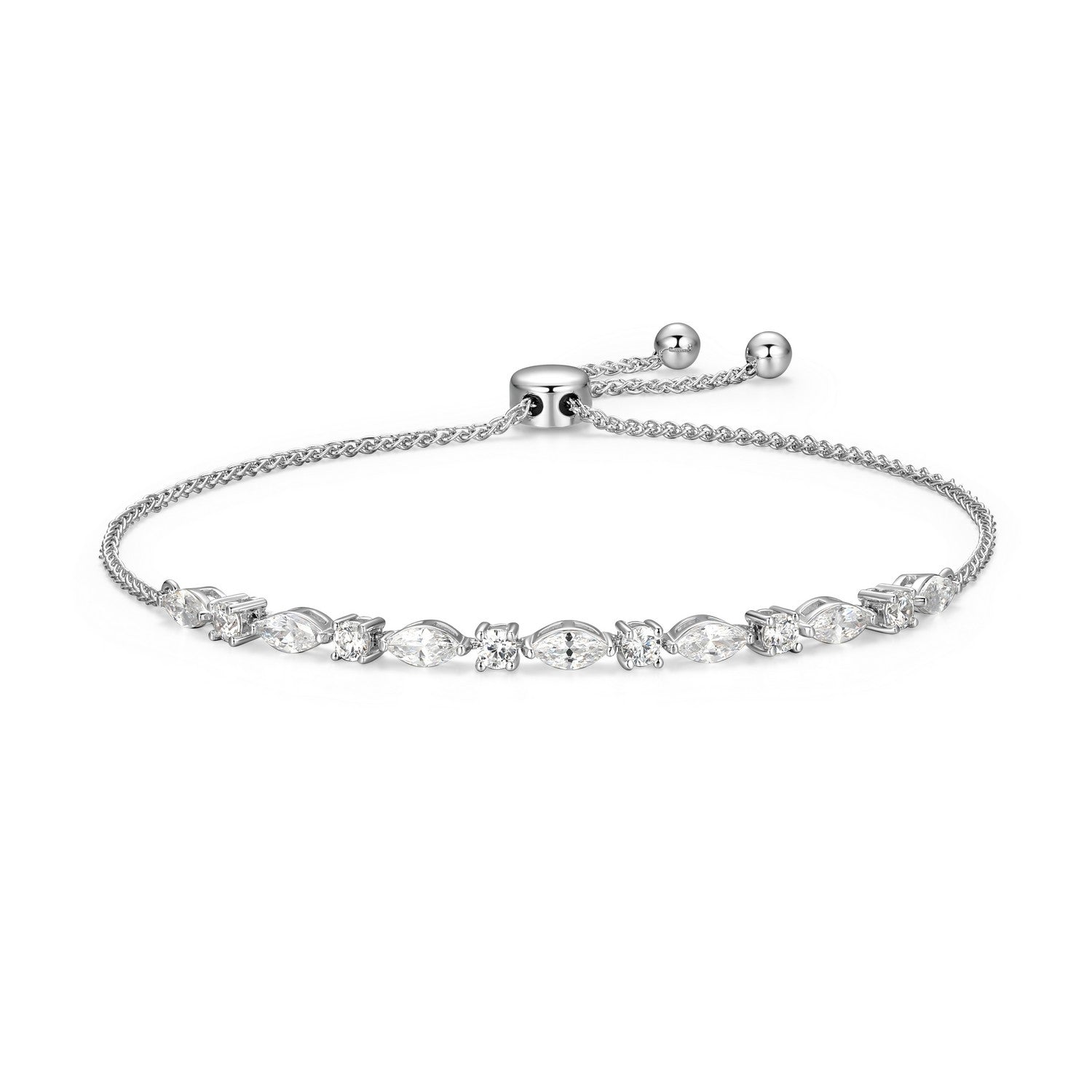 Marquise & Round Cut CZ Adjustable Tennis Bracelet