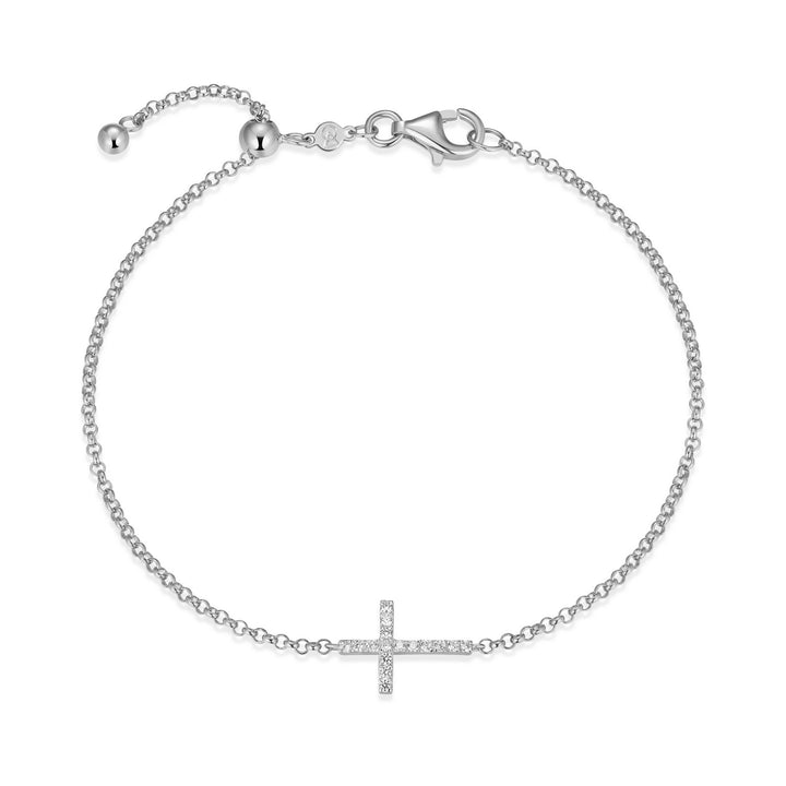 "M" Lab-Created Diamond Sideways Cross Adjustable Bracelet