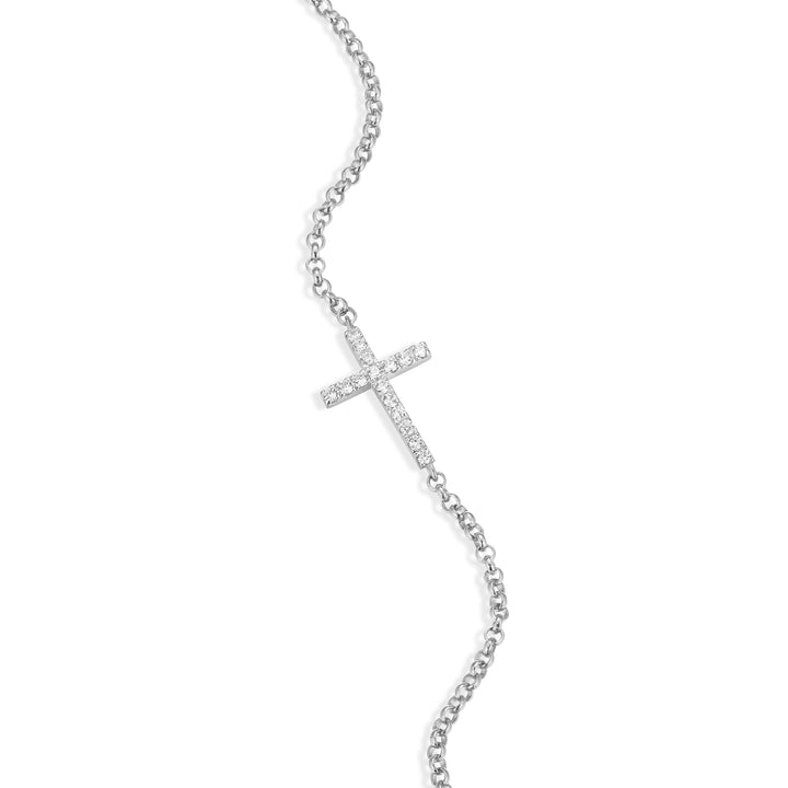 "M" Lab-Created Diamond Sideways Cross Adjustable Bracelet