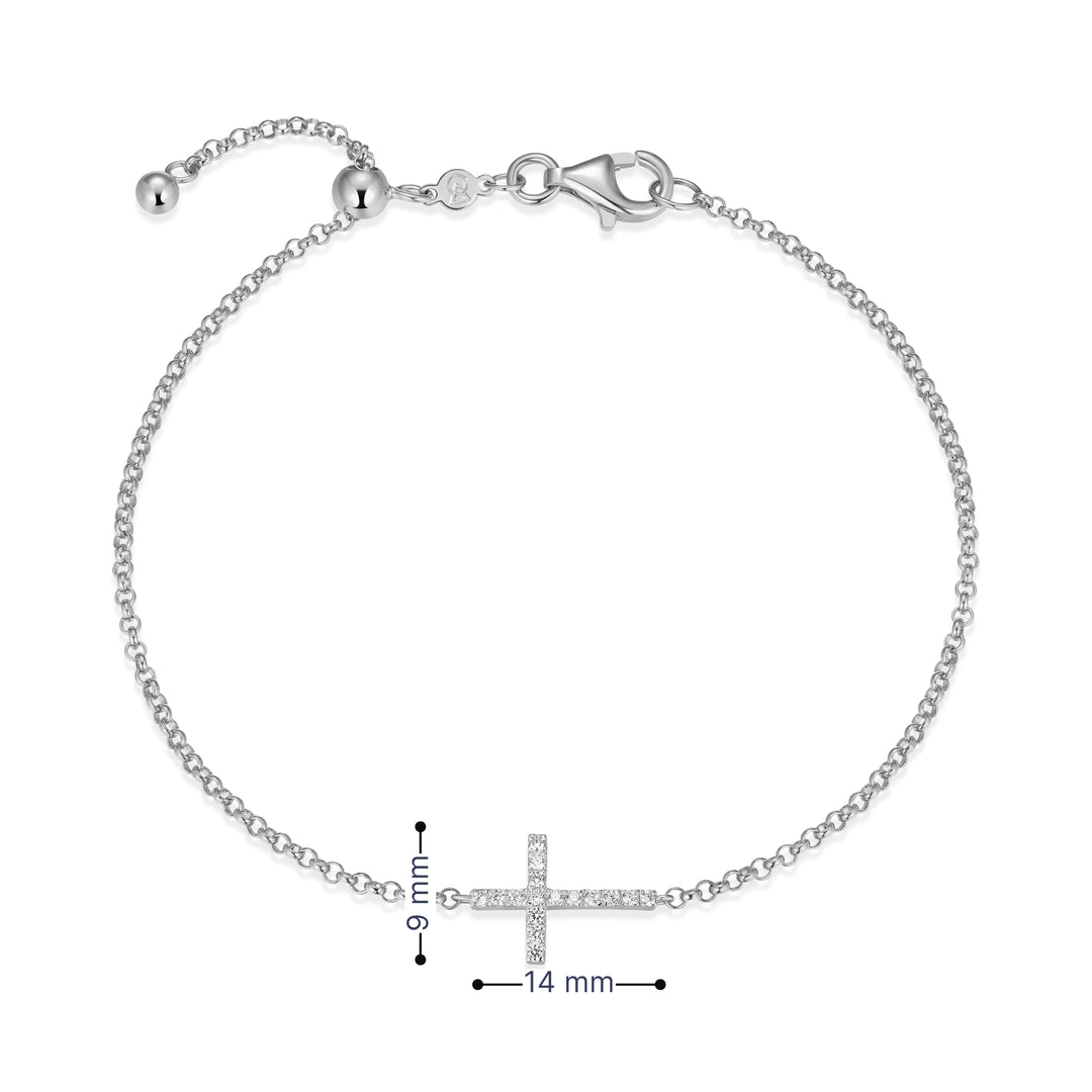 "M" Lab-Created Diamond Sideways Cross Adjustable Bracelet