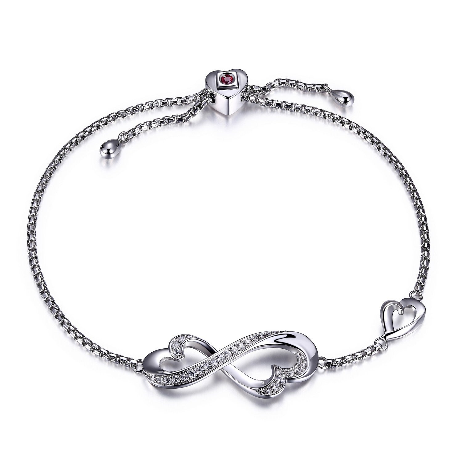 ELLE "Amour" Sterling Silver Infinity Heart Bolo Bracelet