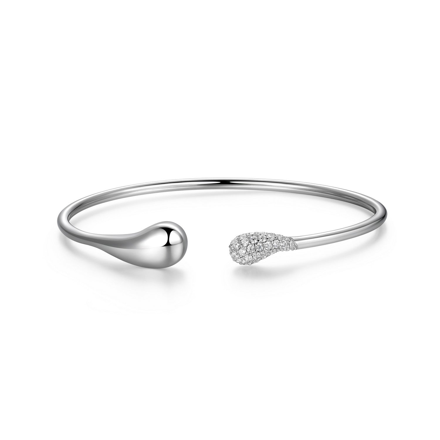 ELLE "Raindrop" Sterling Silver Pavé CZ Flexi Cuff