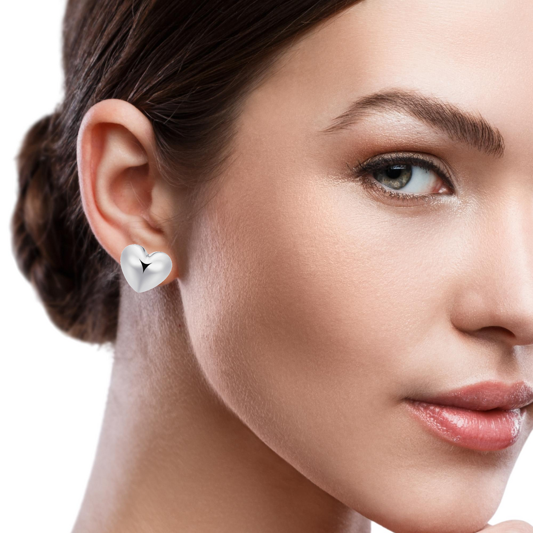 Puff Heart Stud Earrings