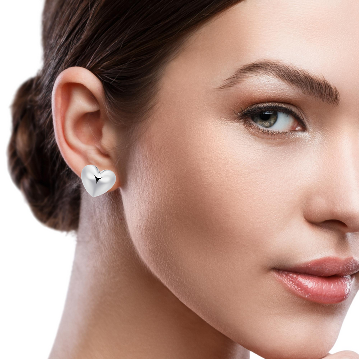 Puff Heart Stud Earrings