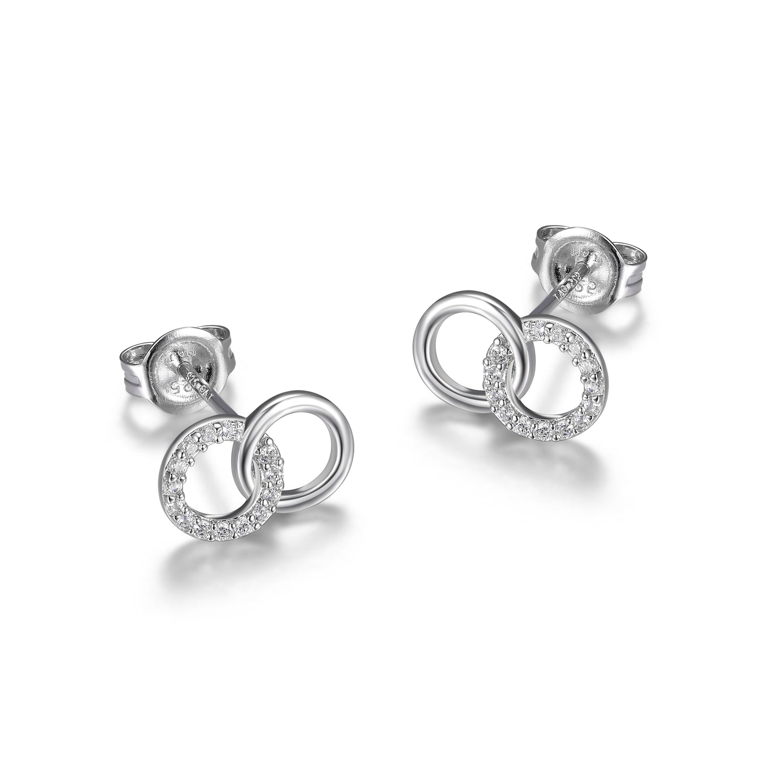Double Circle CZ Stud Earrings