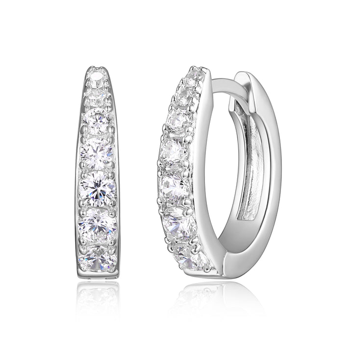 Graduated Channel Set Oval Hoop Earrings