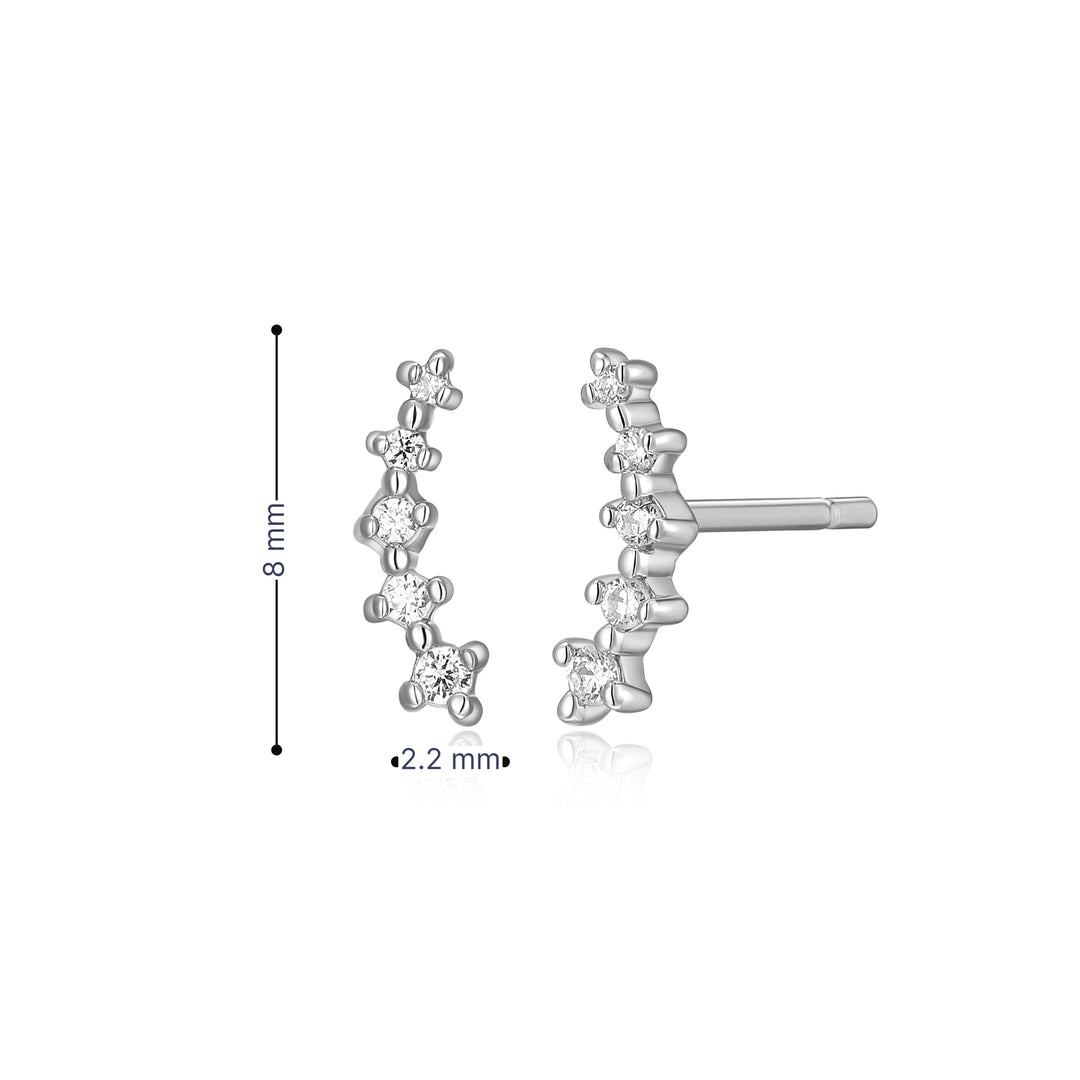 Sterling Silver 8mm Lab-Created Diamond Crawler Stud Earrings