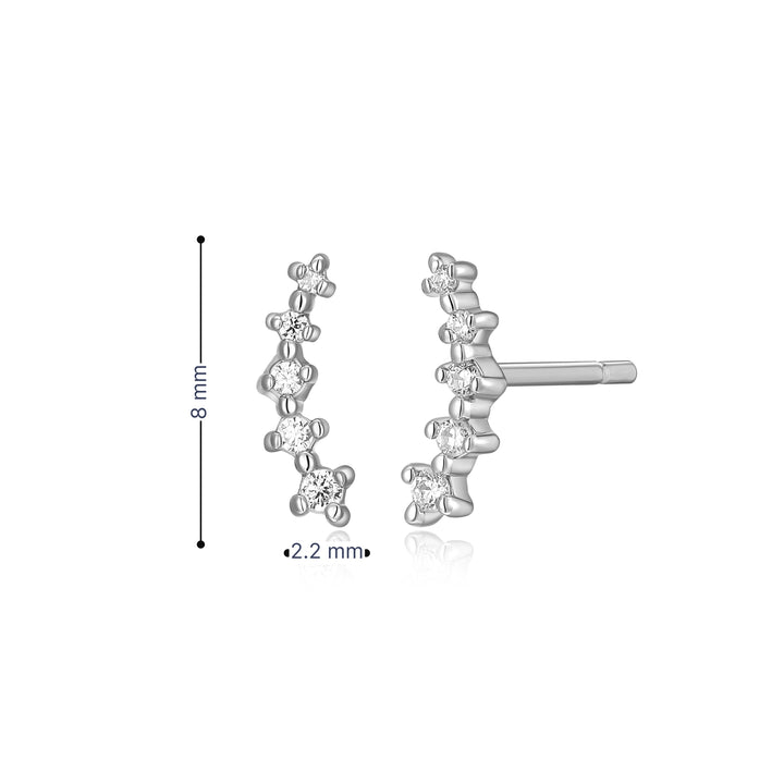 Sterling Silver 8mm Lab-Created Diamond Crawler Stud Earrings