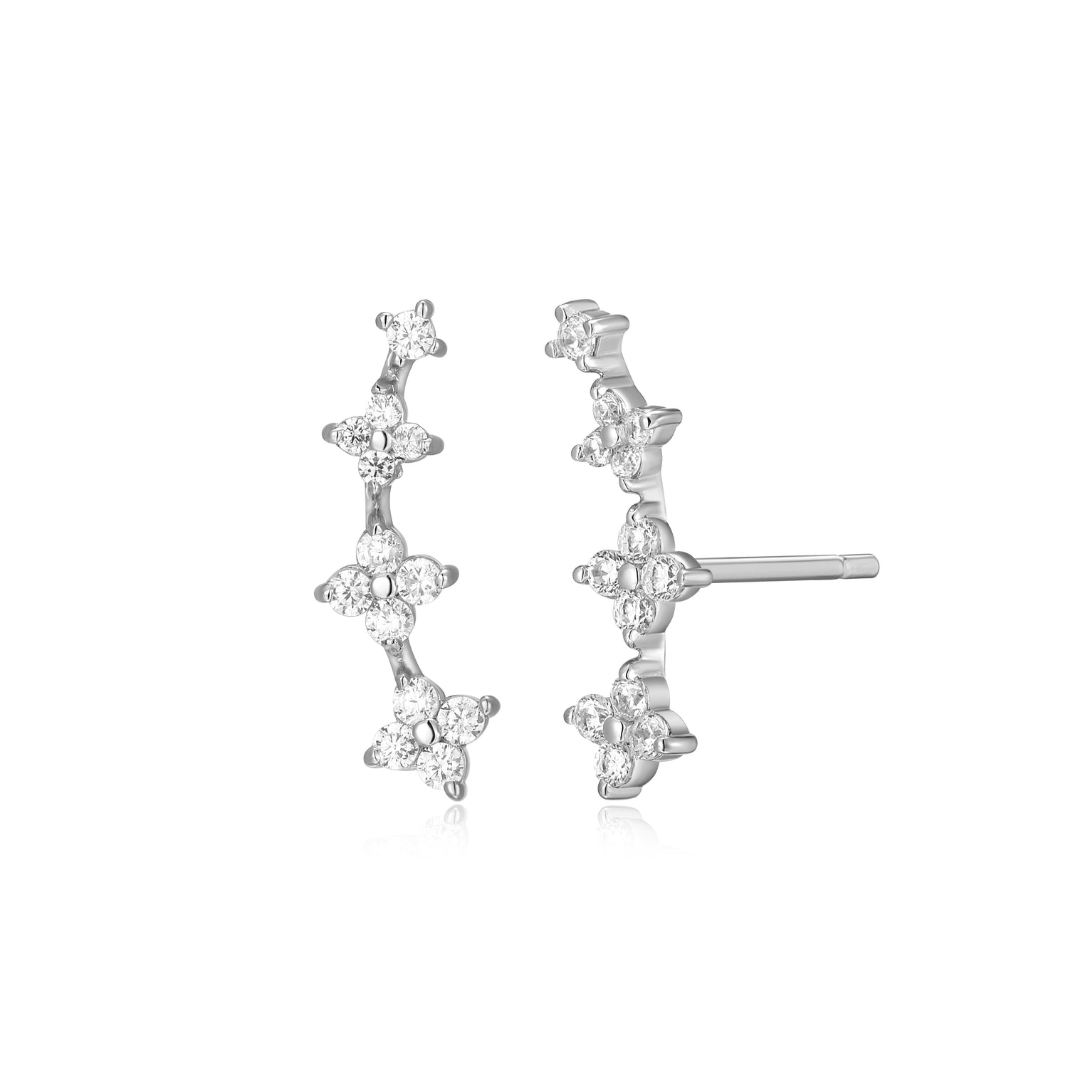 "M" Lab-Created Diamond Sterling Silver 14mm Flower Crawlers