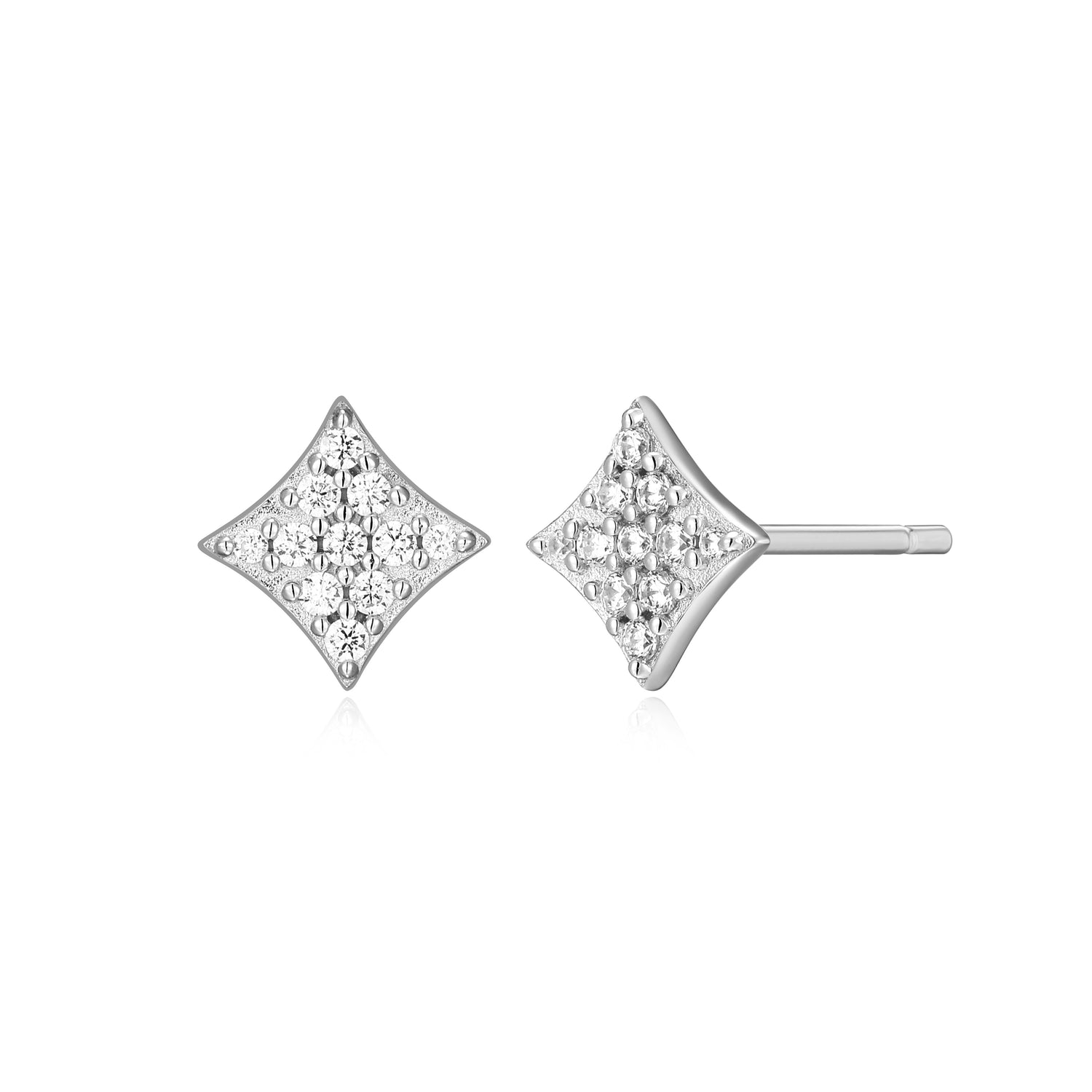 Diamond Shaped Stud Earrings, 0.10tdw