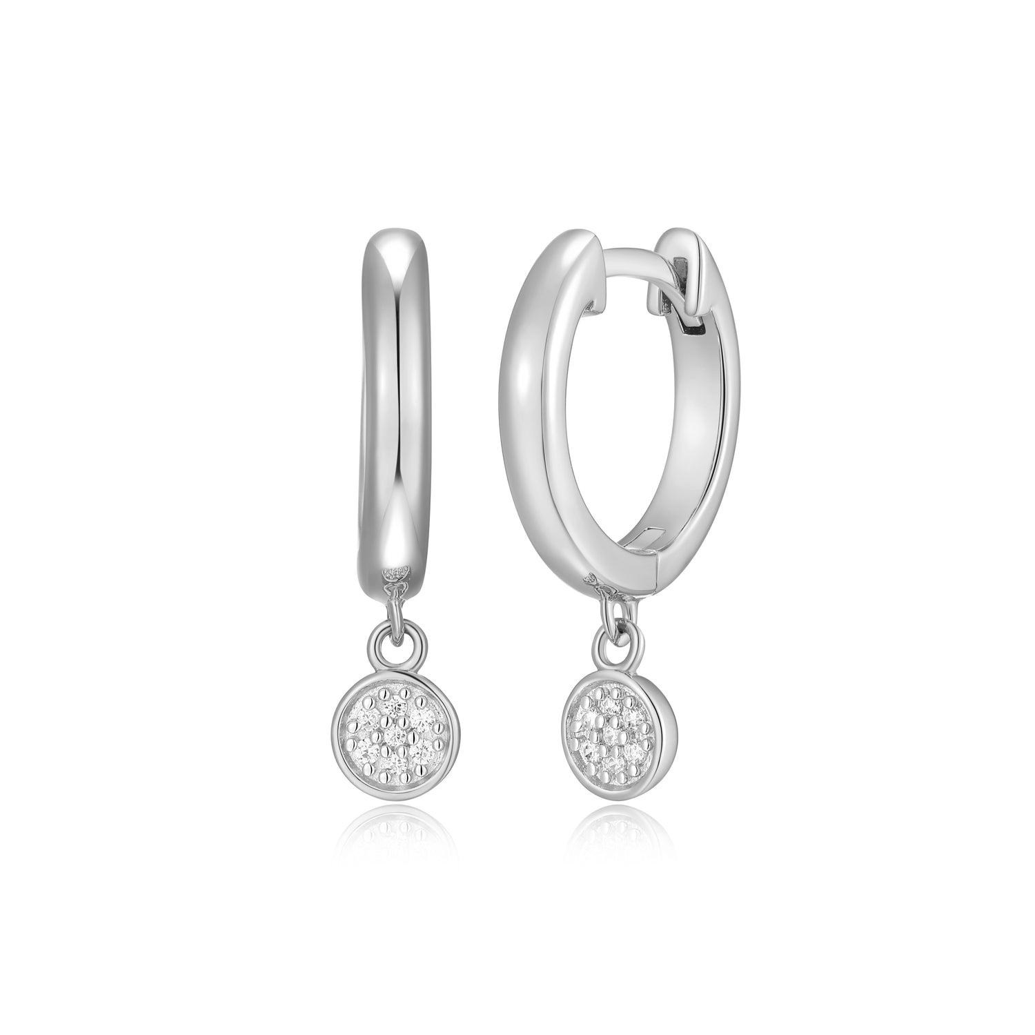 "M" Lab-Created Diamond Sterling Silver Dangle Huggie Hoops