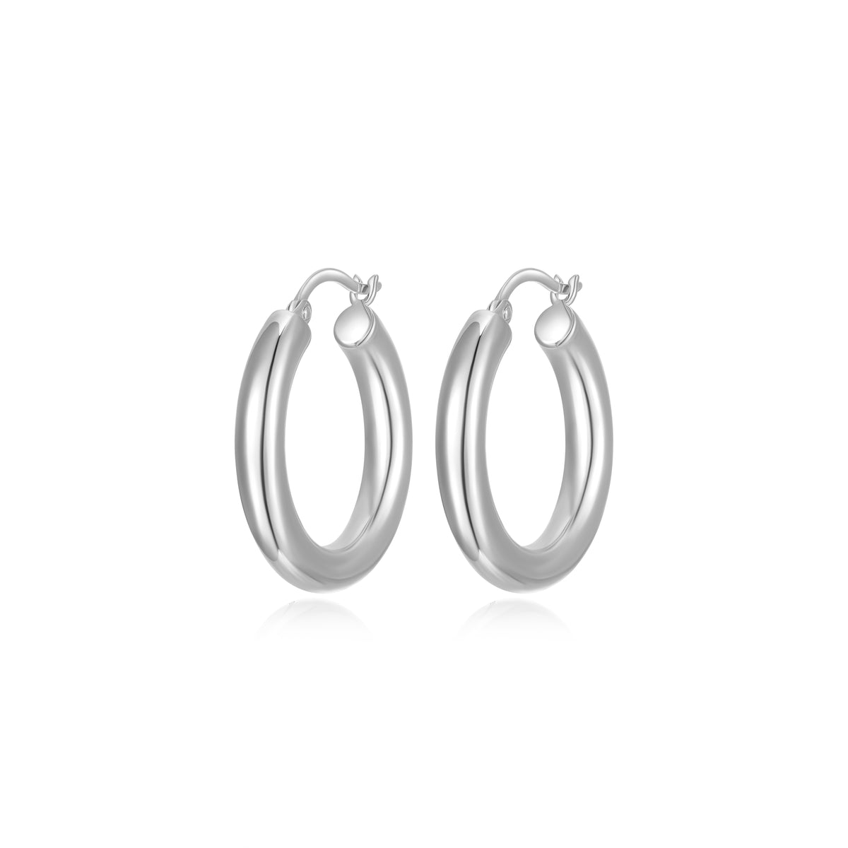4mm High Polish Tube 25mm Hoop Earrings