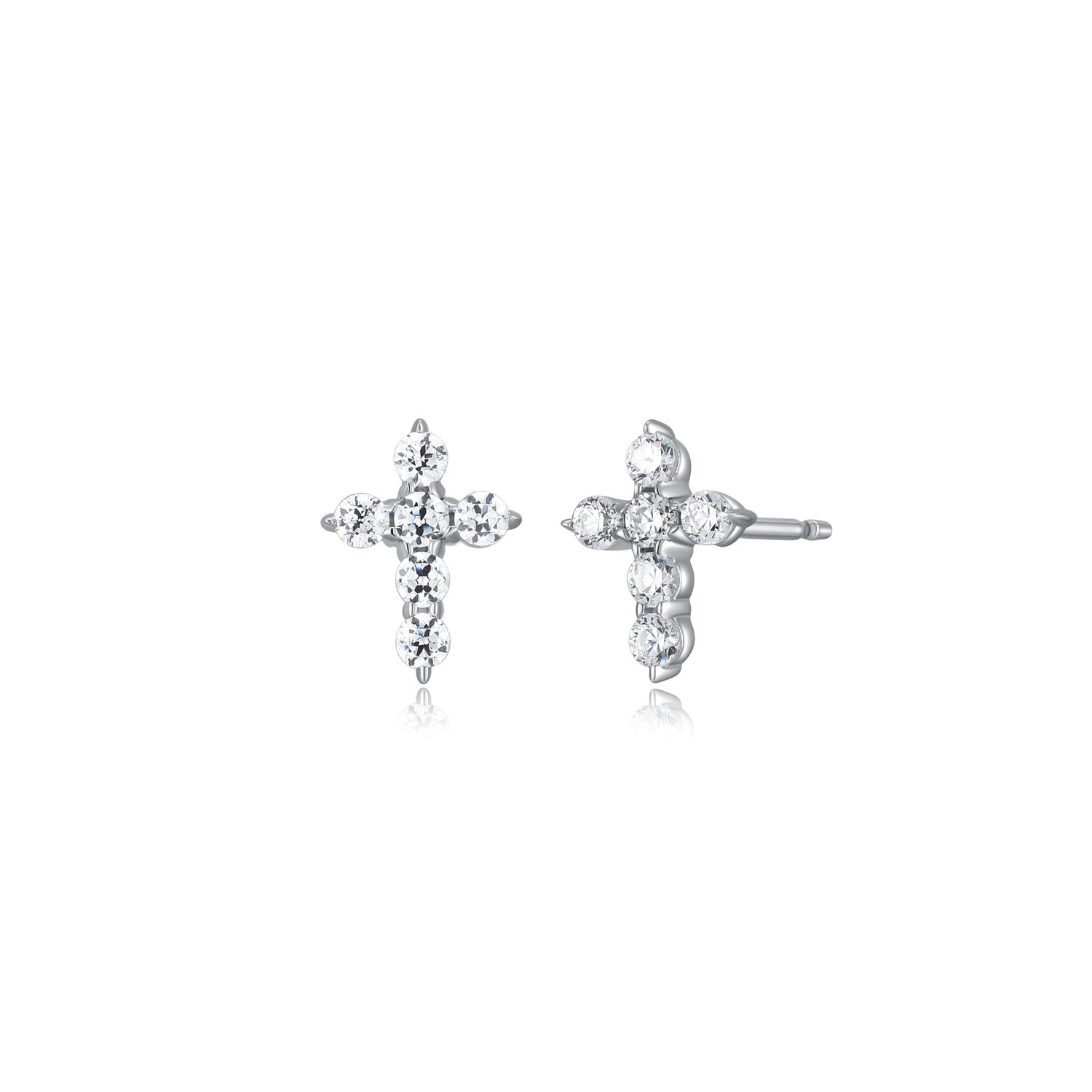 Sterling Silver CZ Cross Earrings