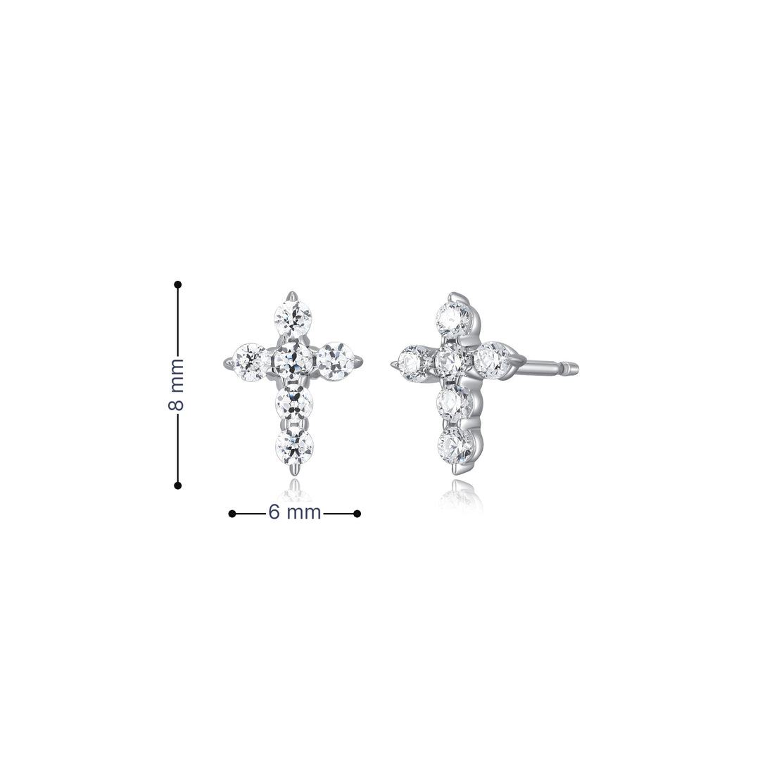 Sterling Silver CZ Cross Earrings