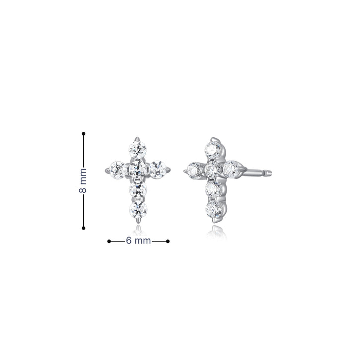 Sterling Silver CZ Cross Earrings