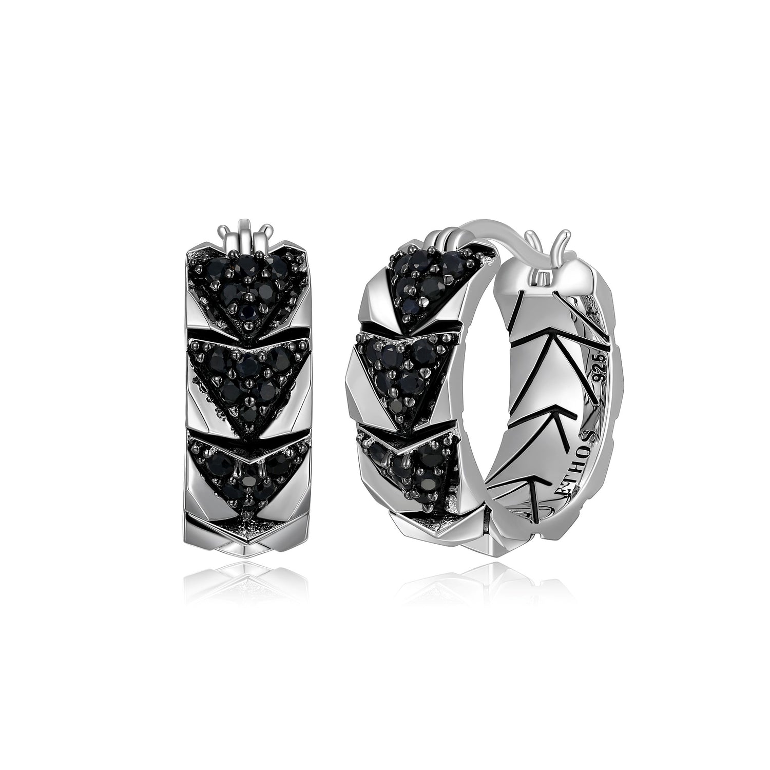 ETHOS "Chevron" Silver Hoop Earrings