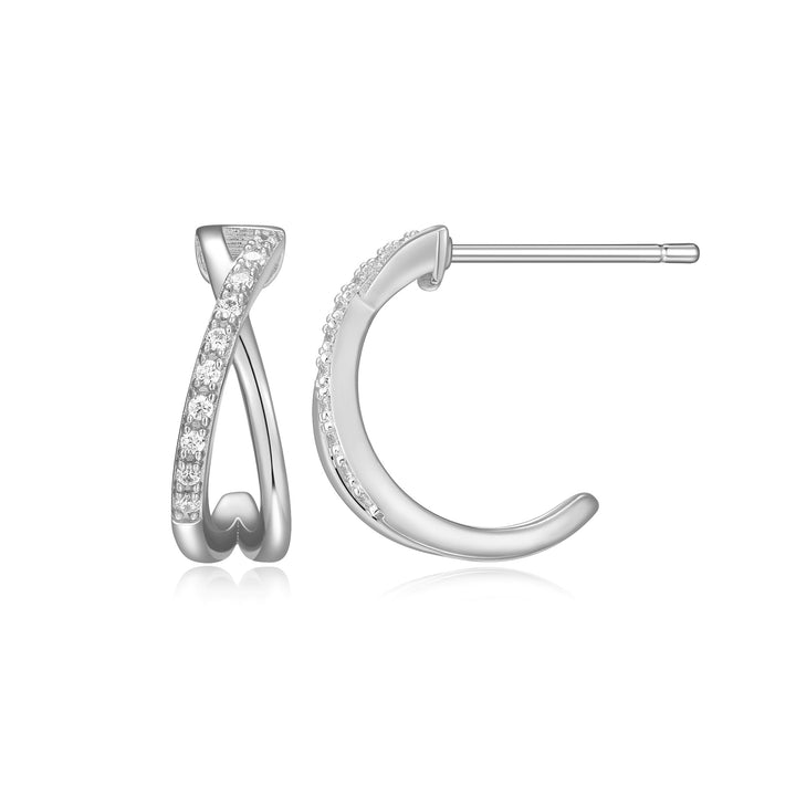 "M" Lab-Created Diamond Criss-Cross Half Hoops