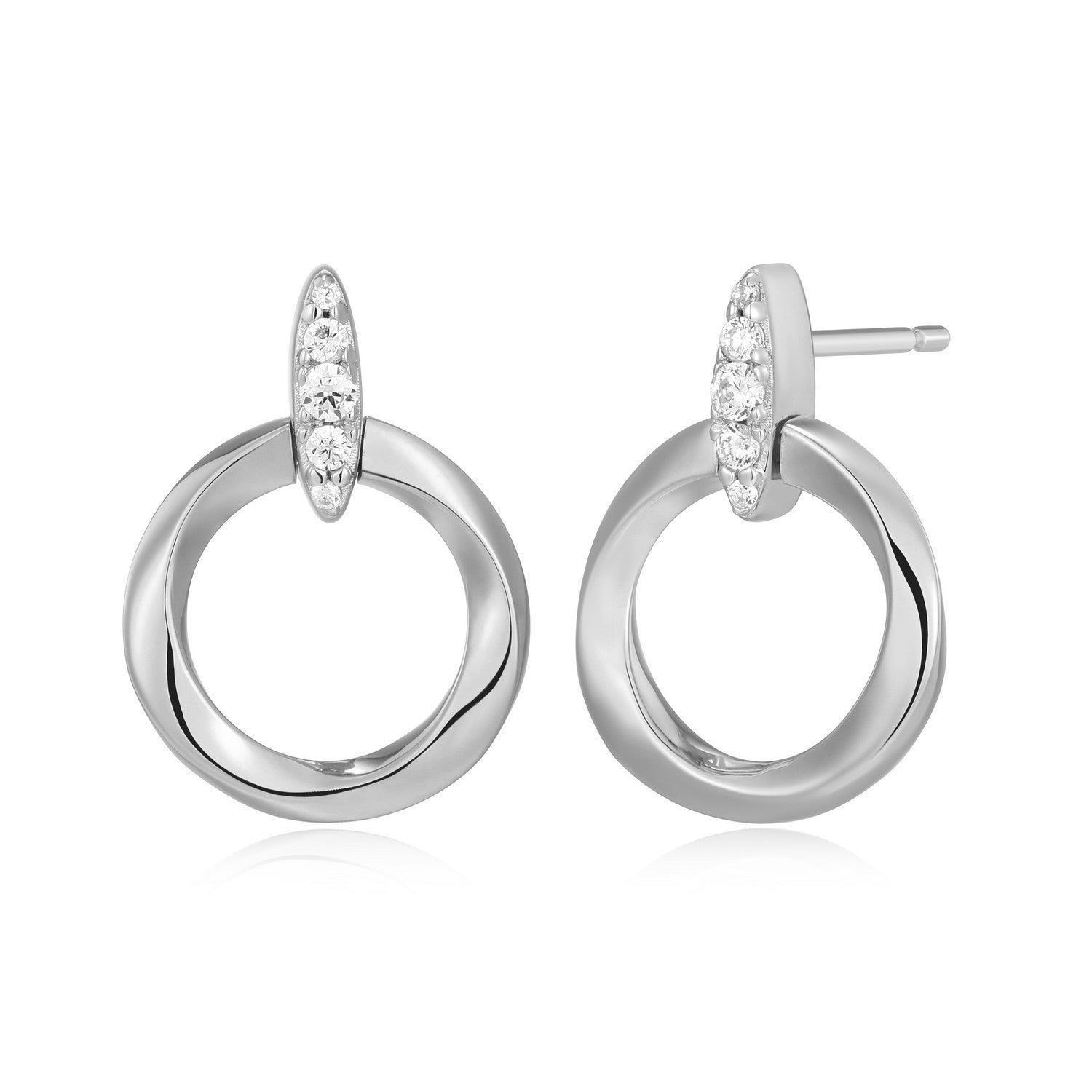 Knife Edge Circle Earrings with Lab-Grown Diamonds