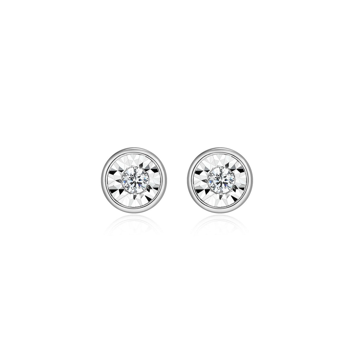 Bezel Set Lab-Grown Diamond Stud Earrings, 0.06ttdw