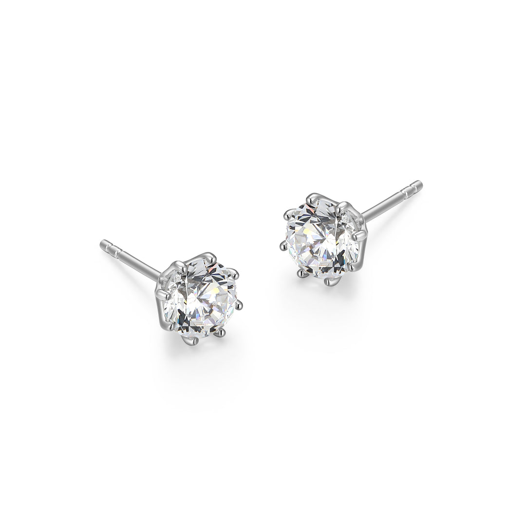 Sterling Silver 8-Prong Solitaire Diamondlite CZ Stud Earrings