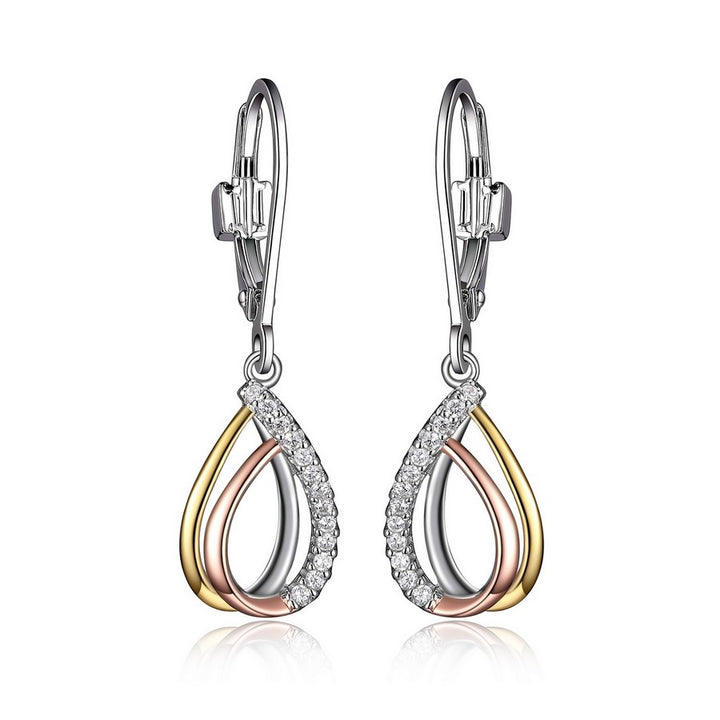 ELLE "Ocean" Sterling Silver CZ Dangle Earrings