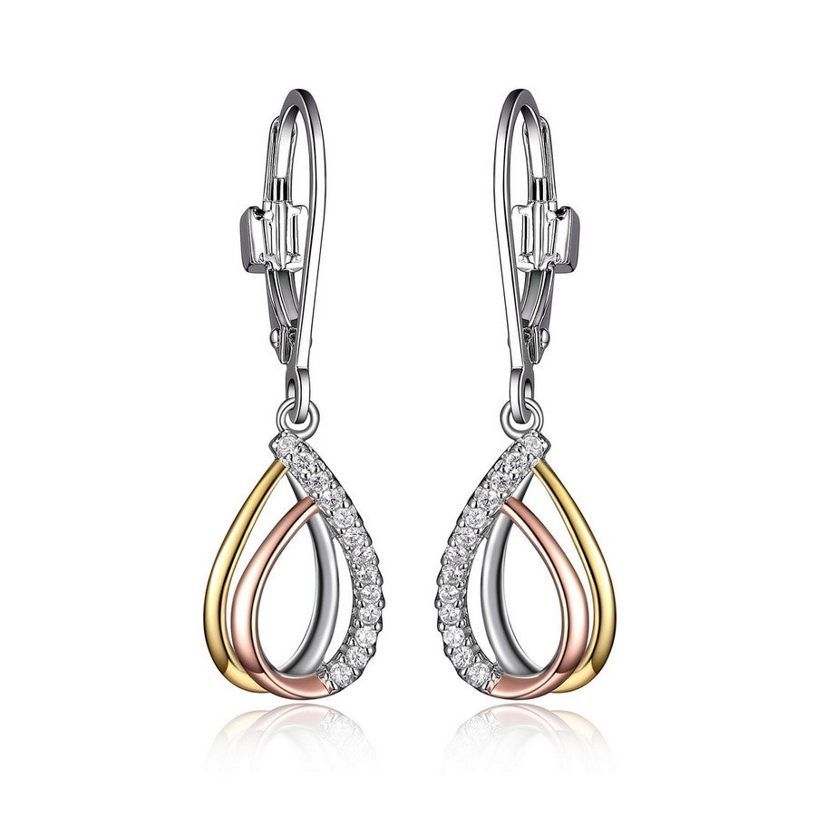 Tri-Tone Curved Dangle Earrings