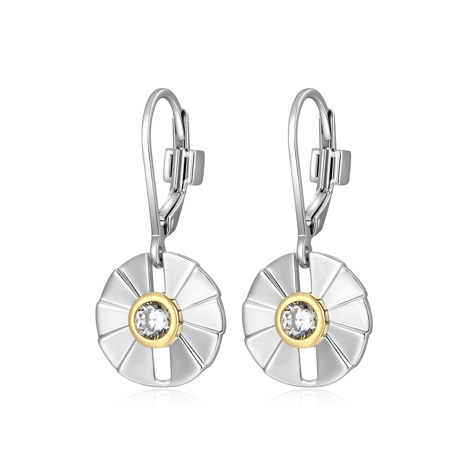 Drop Disc Earrings with CZ Accents