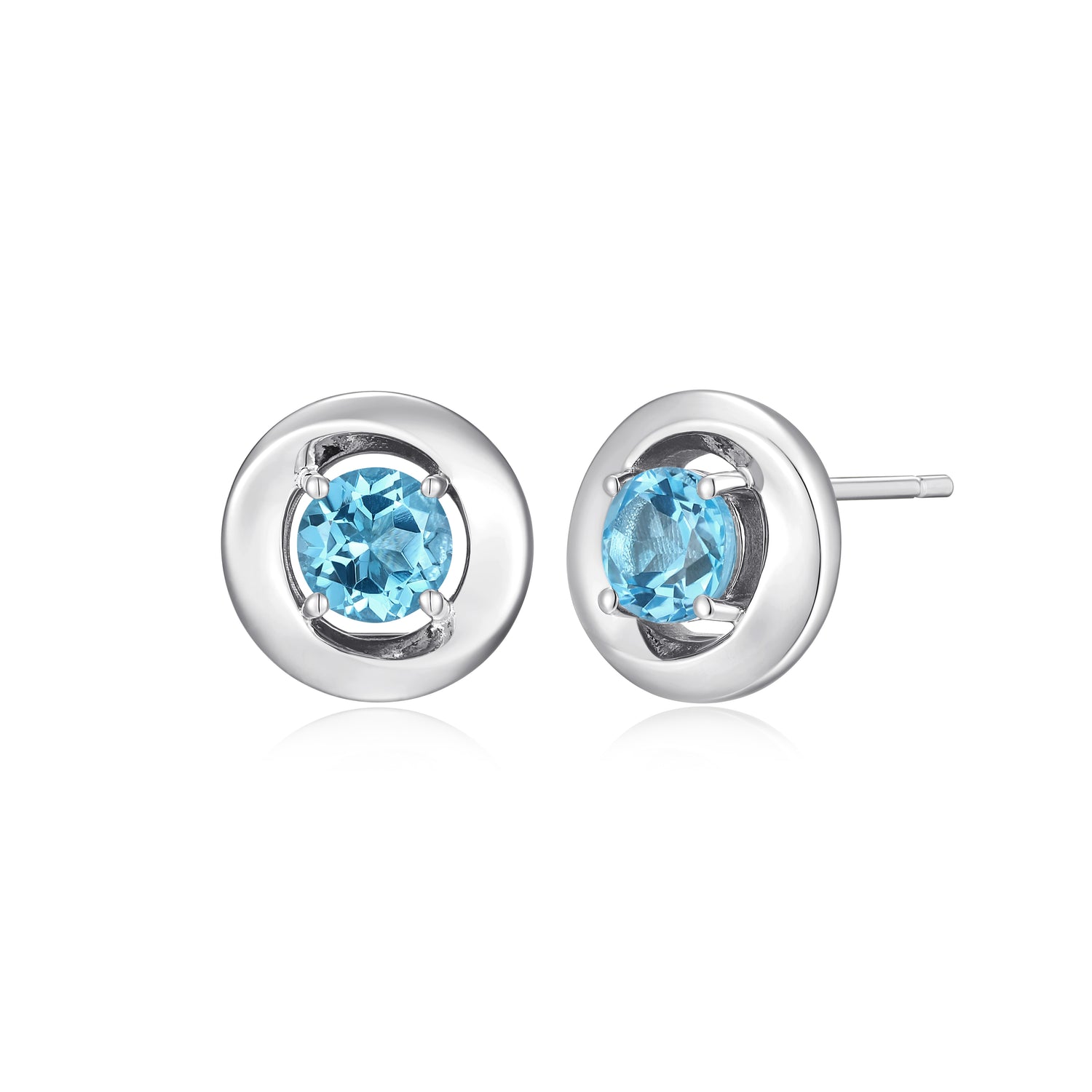 ELLE "Swirl" Sterling Silver Blue Topaz Stud Earrings