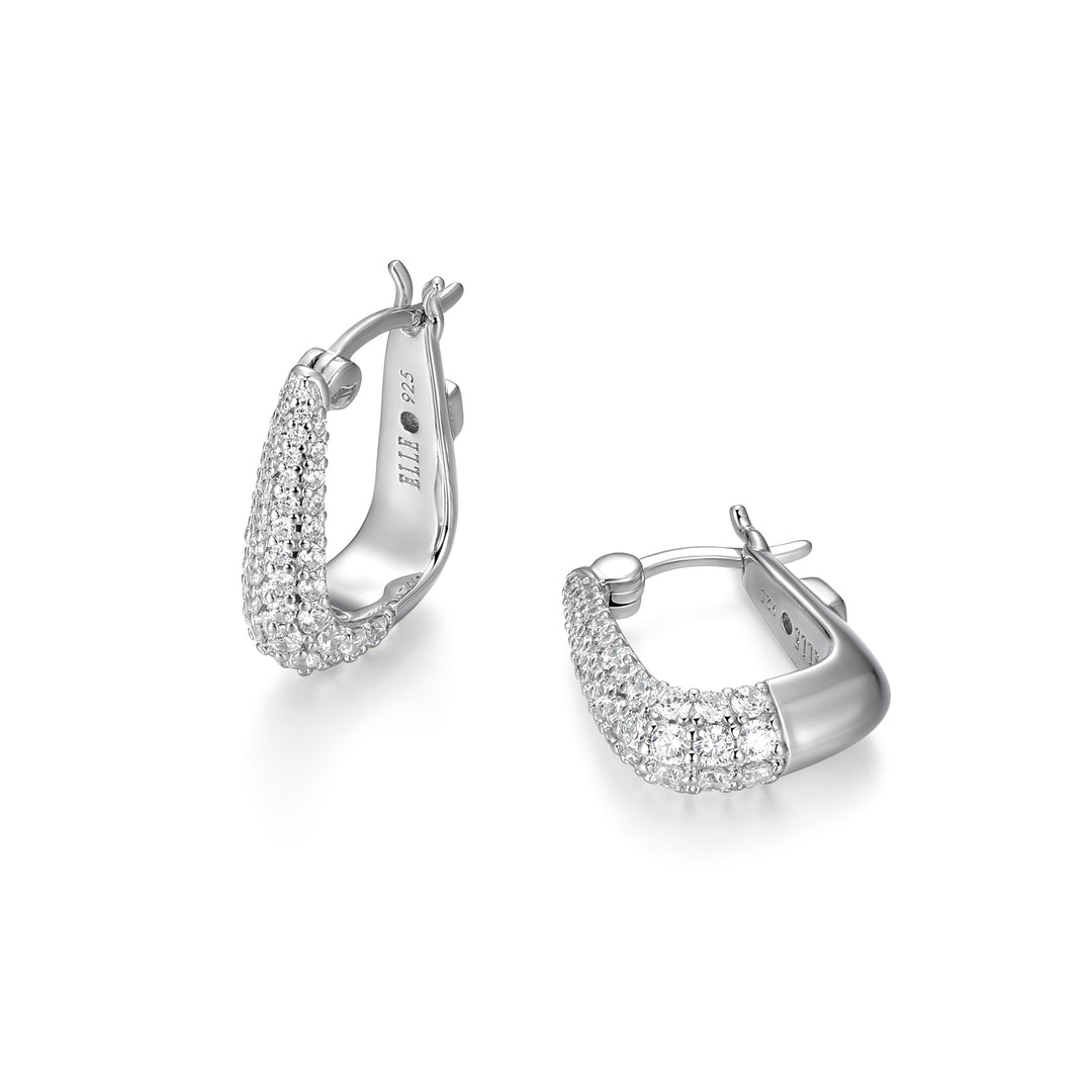 Graduated Hoop Earrings with CZ Accents