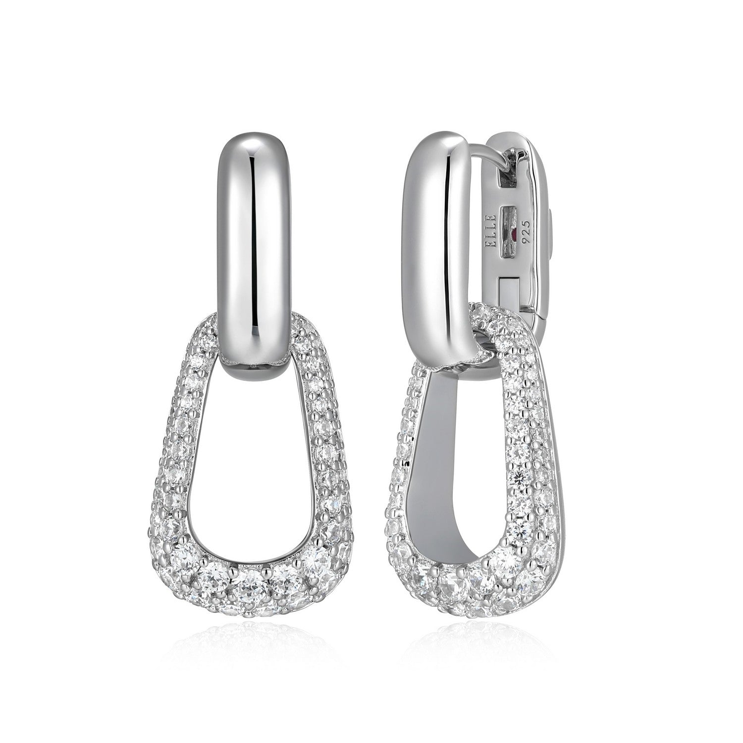 Removable Oblong Drop Earrings with CZ Accents