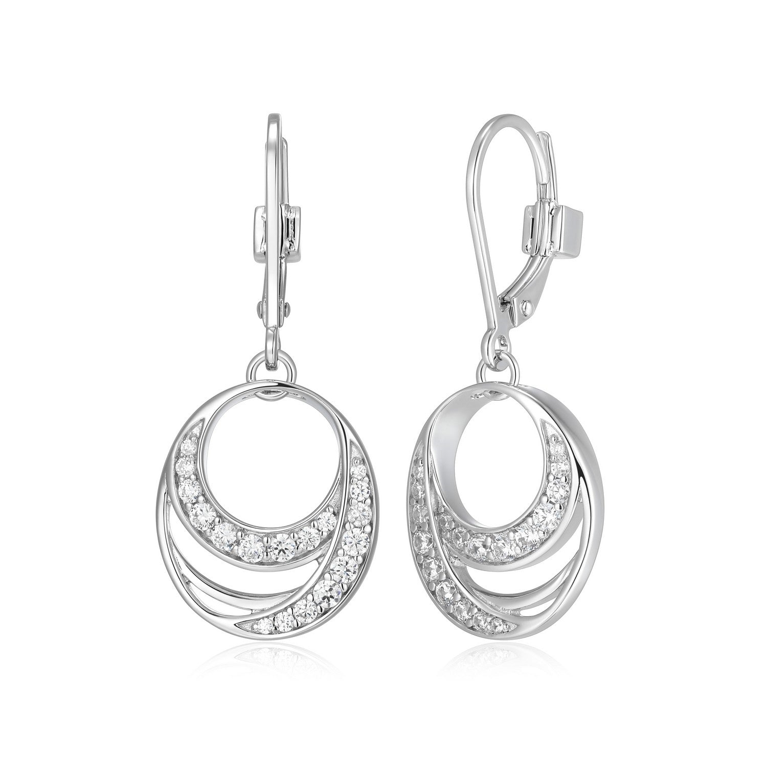 Double Oval Swirl Dangle Earrings