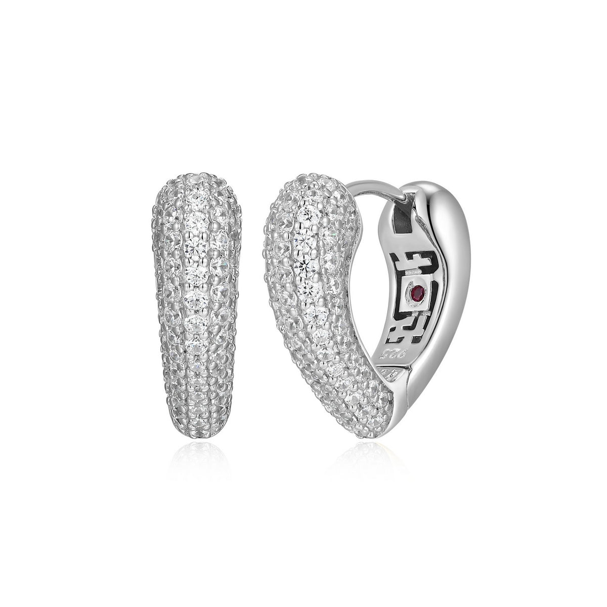 Heart Profile 15mm Huggie Hoop Earrings