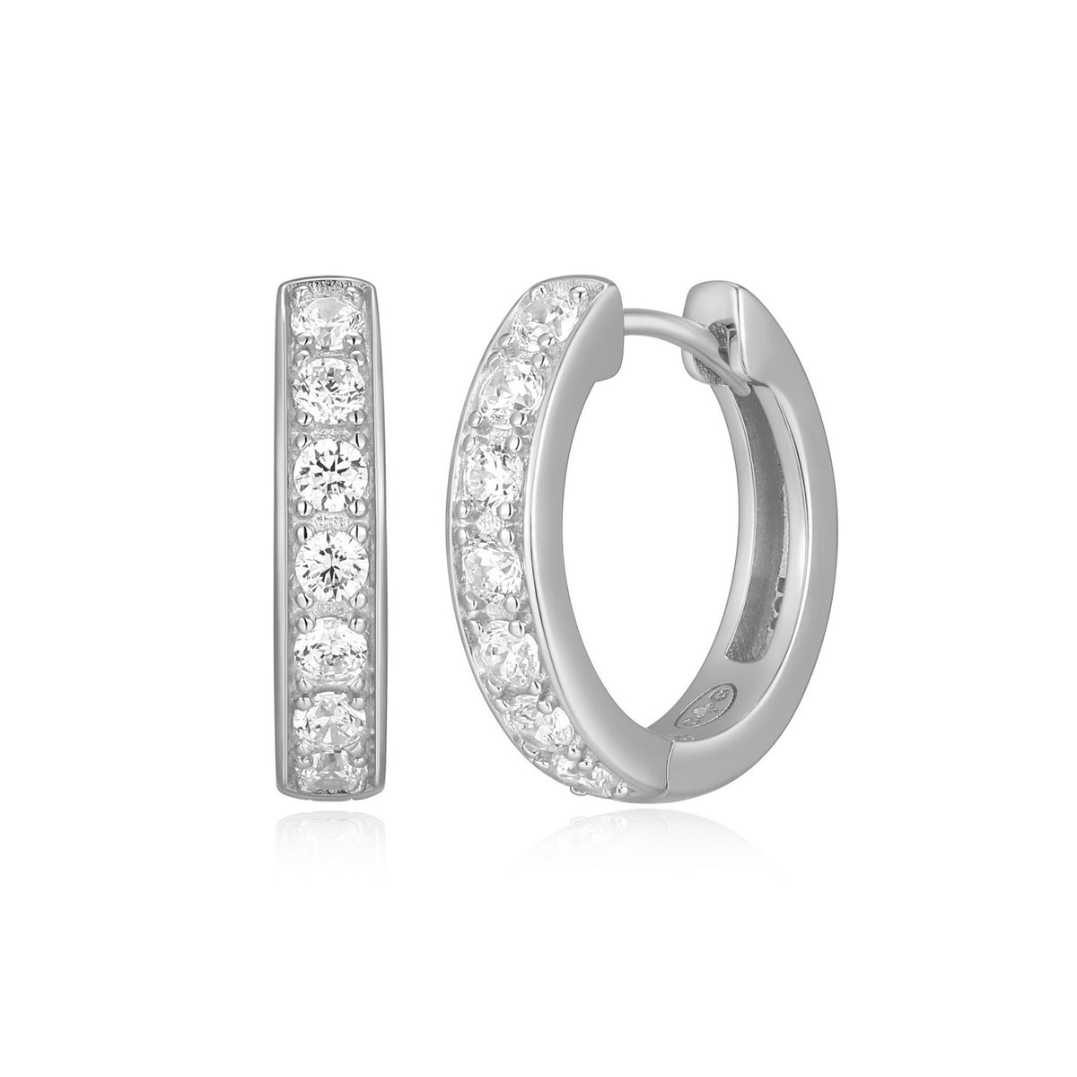 15mm Huggie Hoop Earrings with CZ
