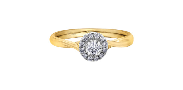 10 Karat Halo Engagement Ring, 0.10 CT Center