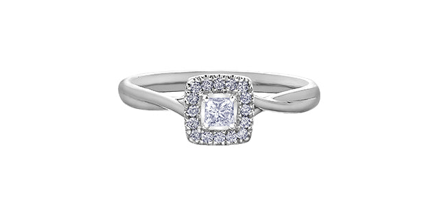 10k Halo Engagement Ring,