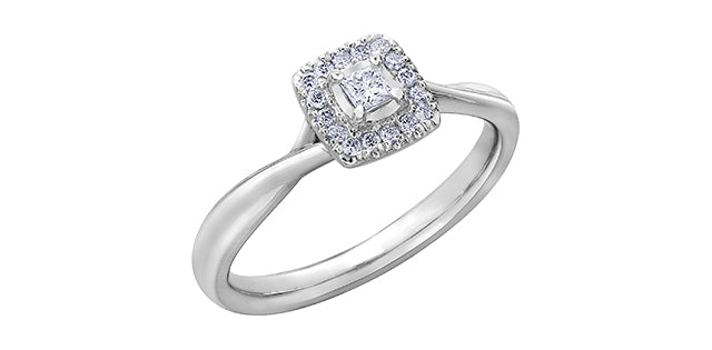 10k Halo Engagement Ring,