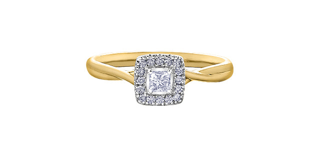 10k Halo Engagement Ring,