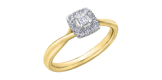 10k Halo Engagement Ring,