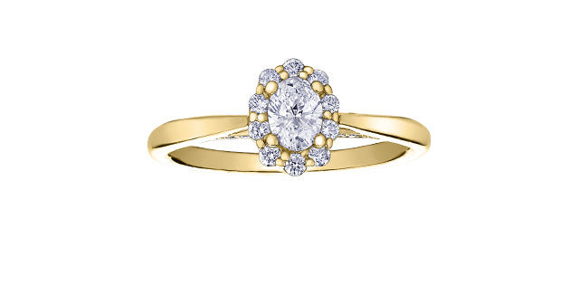 14k Halo Engagement Ring, Maple Leaf Diamonds