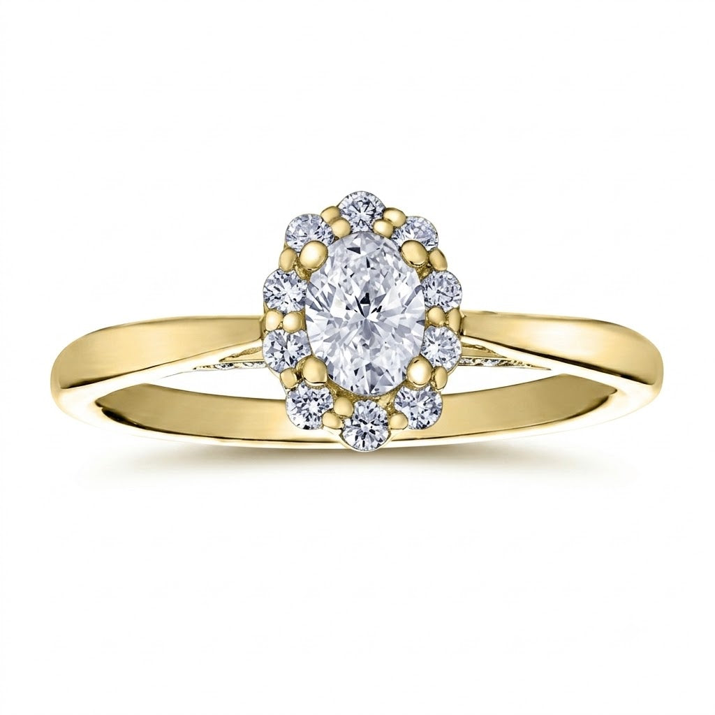 Maple Leaf Diamonds 14k Gold Canadian Diamond Halo Ring, 0.54 CT