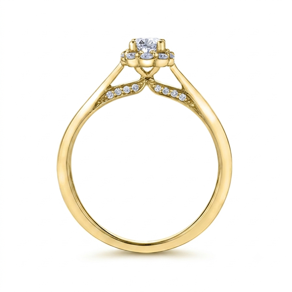 Maple Leaf Diamonds 14k Gold Canadian Diamond Halo Ring, 0.54 CT