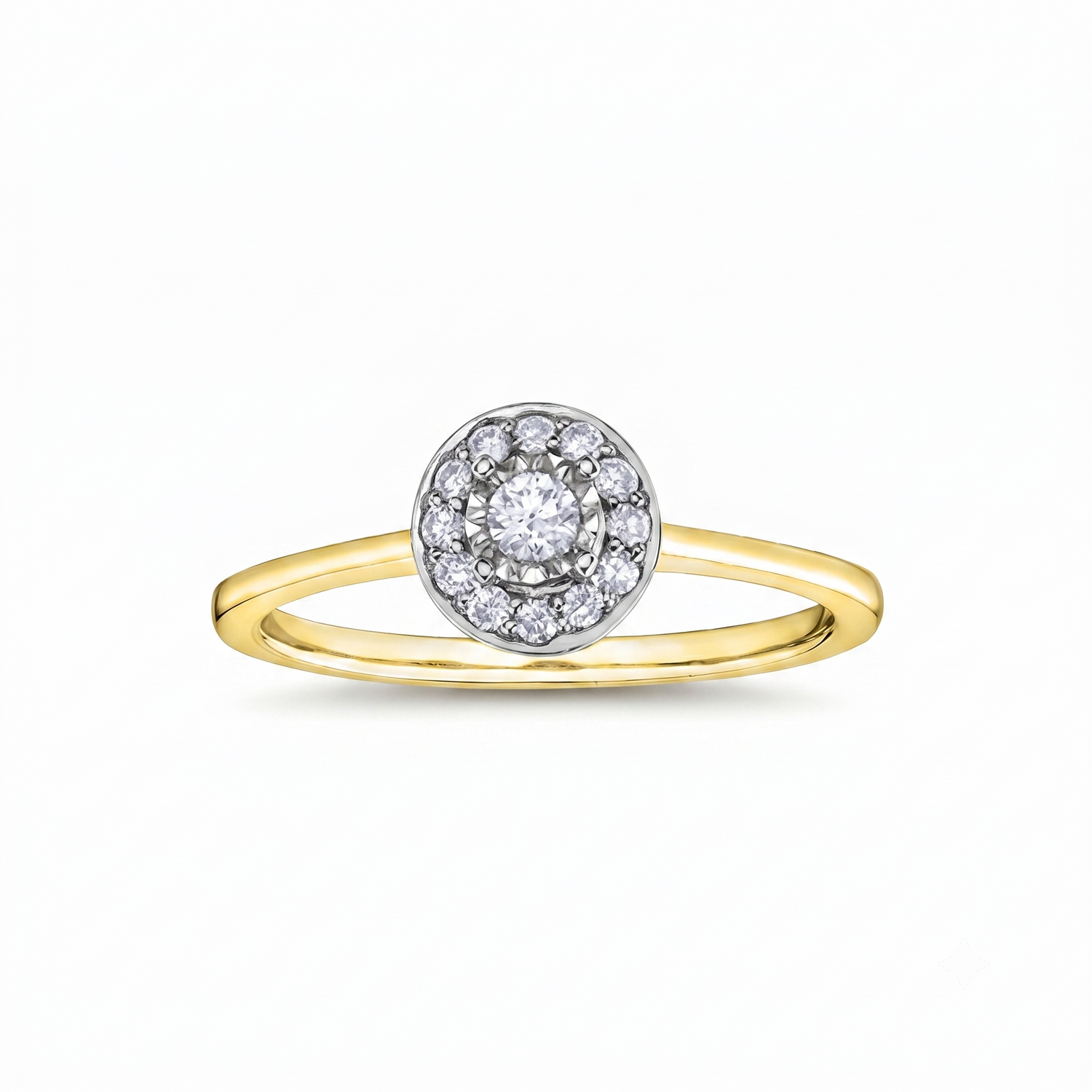 10k Yellow Gold Round Diamond Halo Engagement Ring