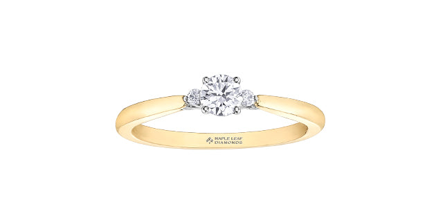 Maple Leaf 18K Three Stone Engagement Ring,