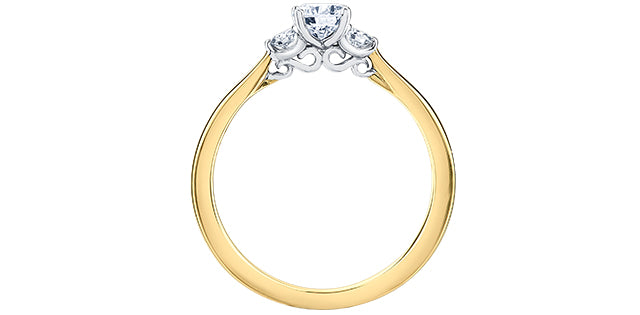 Maple Leaf 18K Three Stone Engagement Ring,