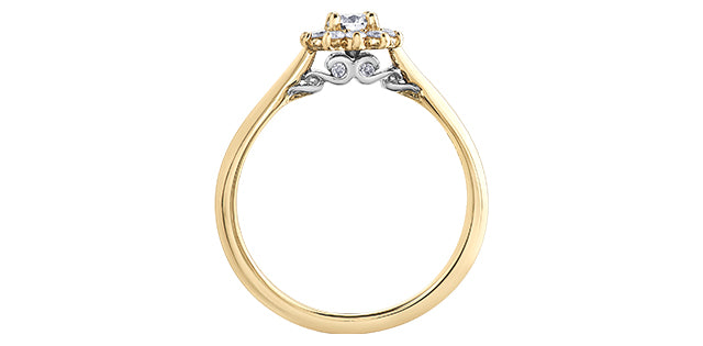 14k Halo Engagement Ring,