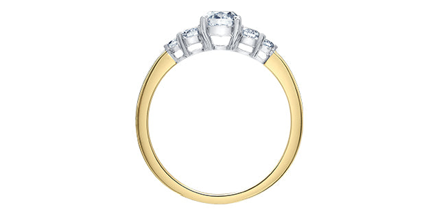 14 Karat Multi Stone Engagement Ring, 0.50 CT Center