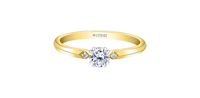 10K Three Stone Engagement Ring,